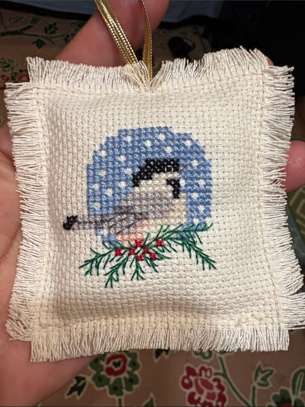 handmade cross-stitch Christmas Tree
ornament